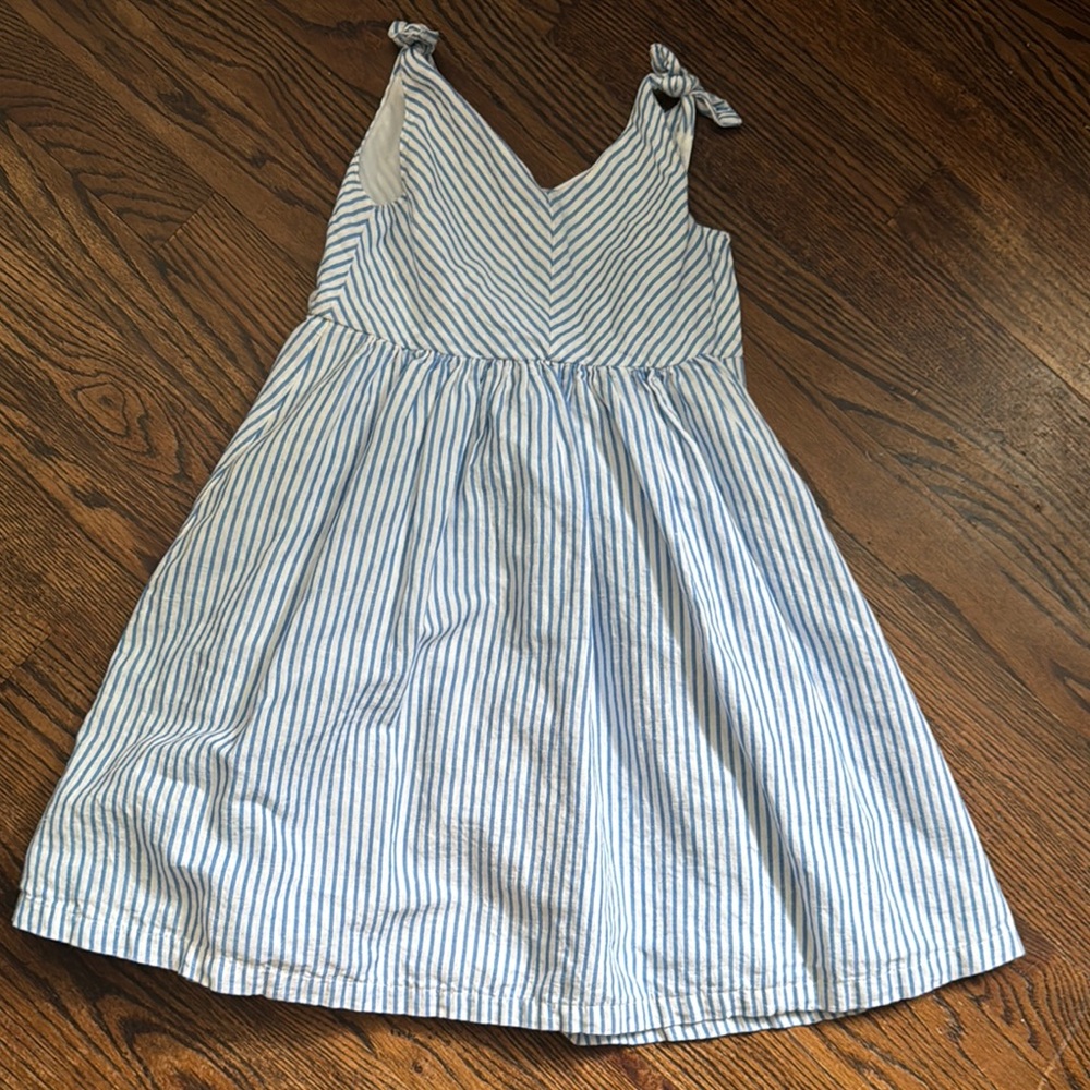 Blue and White Pleated Sundress with Spaghetti Straps
